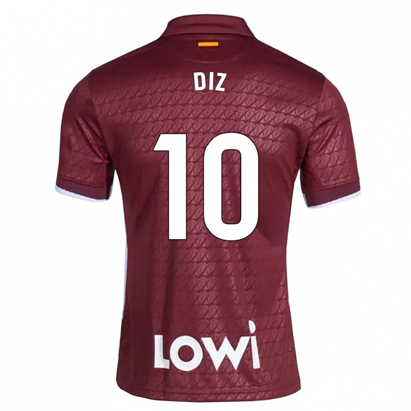 Danxen Hombre Camiseta Rafa Diz #10 Rojo Oscuro Blanco 2ª Equipación 2026/27 La Camisa México
