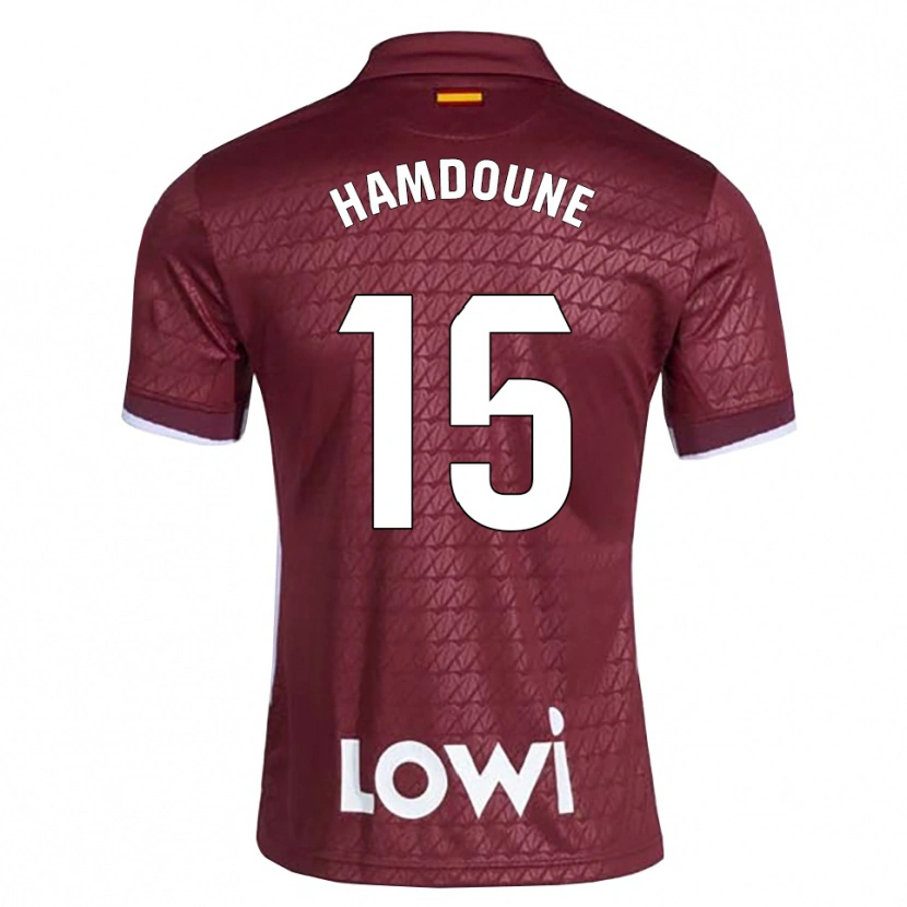 Danxen Hombre Camiseta Mohamed Hamdoune #15 Rojo Oscuro Blanco 2ª Equipación 2026/27 La Camisa México