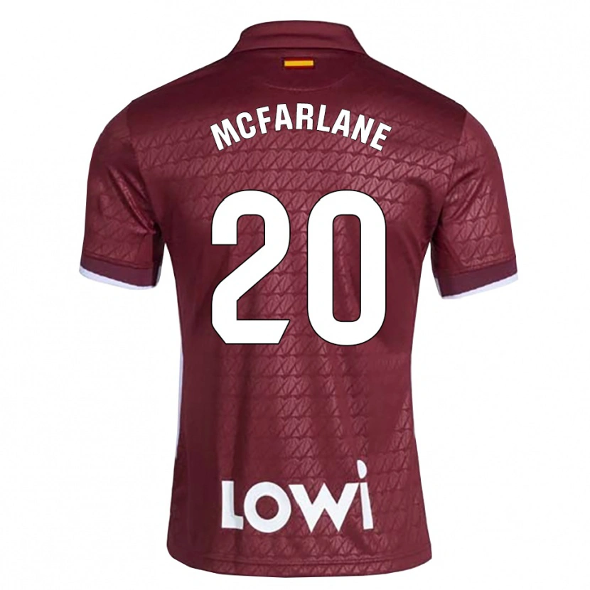 Danxen Hombre Camiseta Ayden Mcfarlane #20 Rojo Oscuro Blanco 2ª Equipación 2026/27 La Camisa México