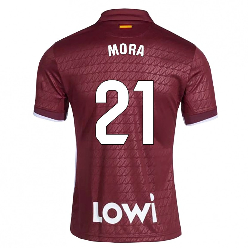 Danxen Hombre Camiseta Adrià Mora #21 Rojo Oscuro Blanco 2ª Equipación 2026/27 La Camisa México