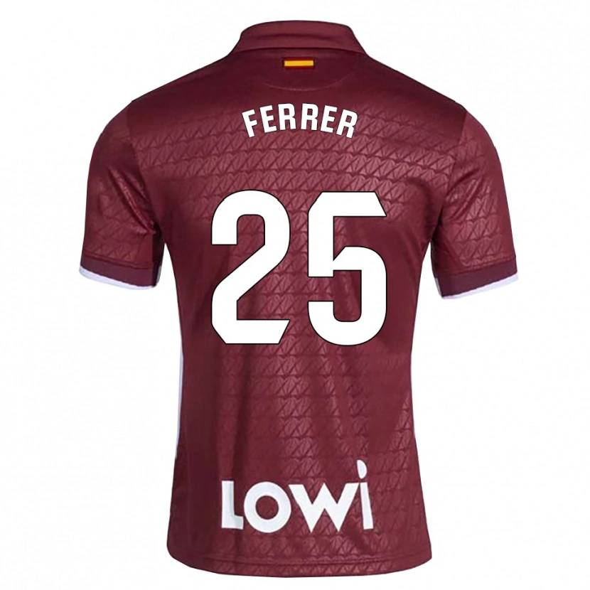 Danxen Hombre Camiseta Diego Ferrer #25 Rojo Oscuro Blanco 2ª Equipación 2026/27 La Camisa México