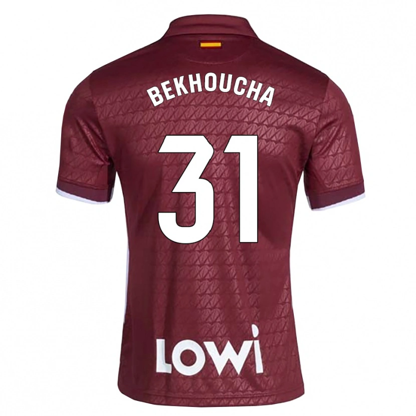 Danxen Hombre Camiseta Ismael Bekhoucha #31 Rojo Oscuro Blanco 2ª Equipación 2026/27 La Camisa México