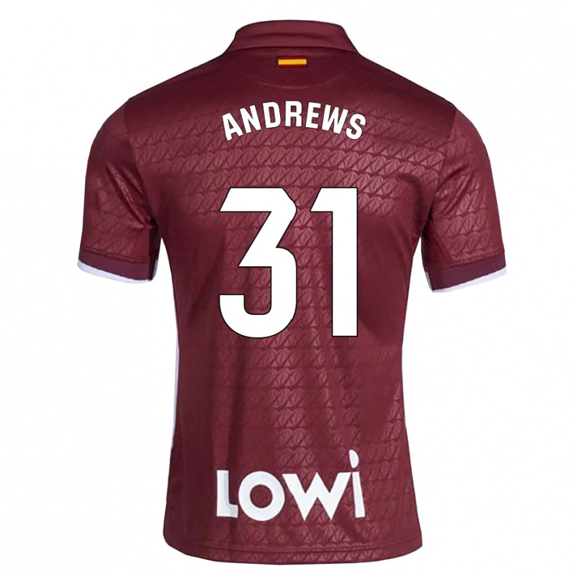 Danxen Hombre Camiseta George Andrews #31 Rojo Oscuro Blanco 2ª Equipación 2026/27 La Camisa México