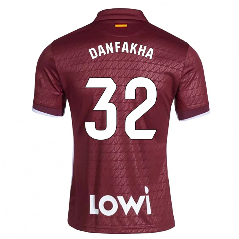 Danxen Hombre Camiseta Ibrahima Danfakha #32 Rojo Oscuro Blanco 2ª Equipación 2026/27 La Camisa México