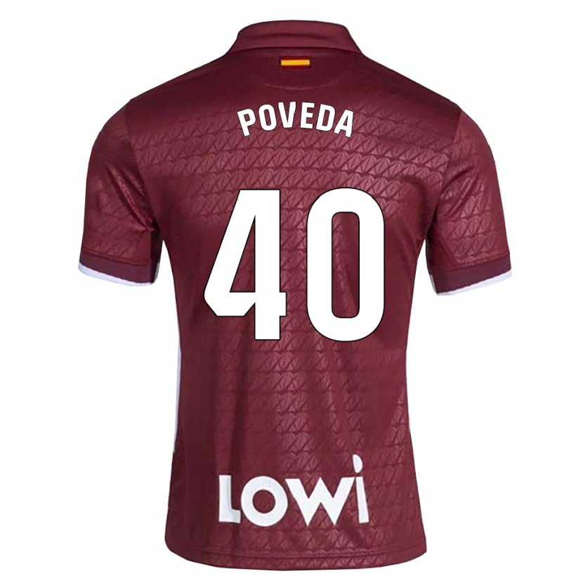 Danxen Hombre Camiseta Pedro Poveda #40 Rojo Oscuro Blanco 2ª Equipación 2026/27 La Camisa México