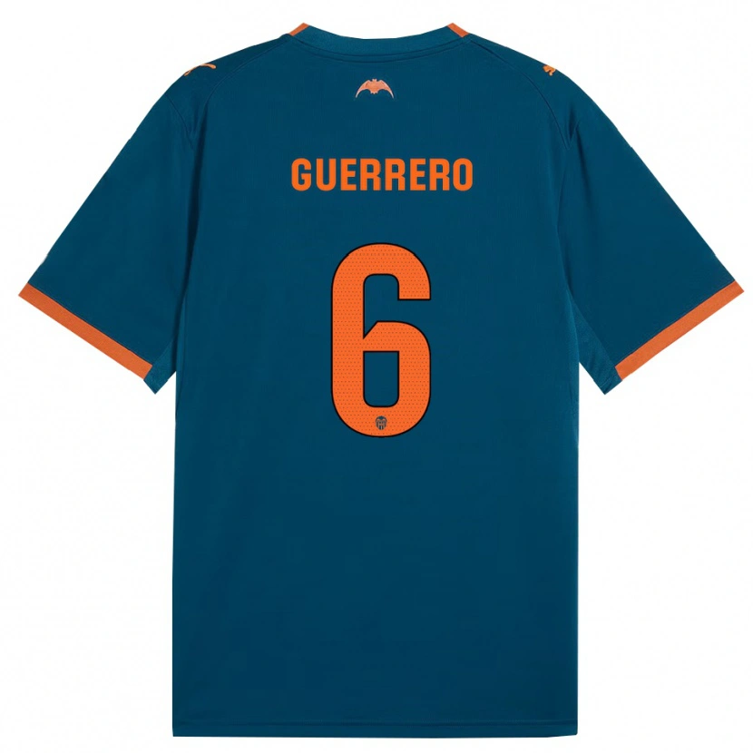 Danxen Hombre Camiseta Paula Guerrero #6 Azul Acero Naranja 2ª Equipación 2026/27 La Camisa México