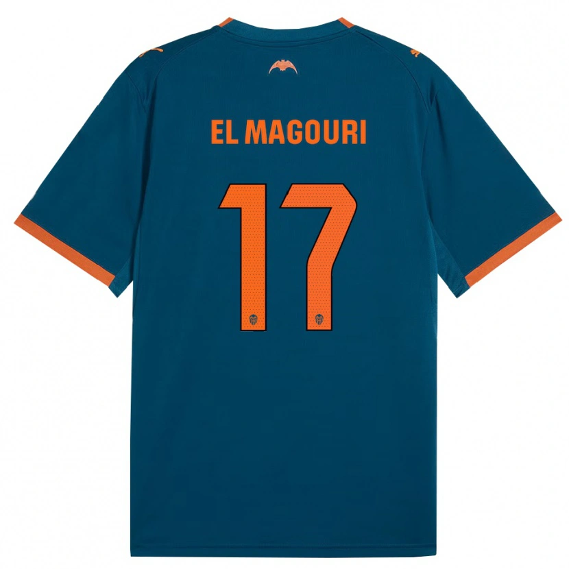 Danxen Hombre Camiseta Anas El Magouri #17 Azul Acero Naranja 2ª Equipación 2026/27 La Camisa México
