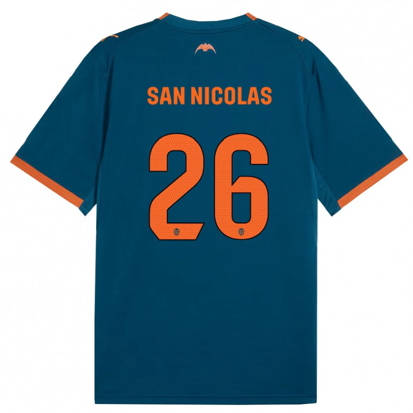 Danxen Hombre Camiseta Olga San Nicolas #26 Azul Acero Naranja 2ª Equipación 2026/27 La Camisa México