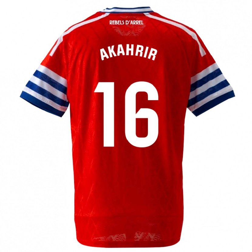 Danxen Hombre Camiseta Mohamed Akahrir #16 Azul Real Rojo 2ª Equipación 2026/27 La Camisa México