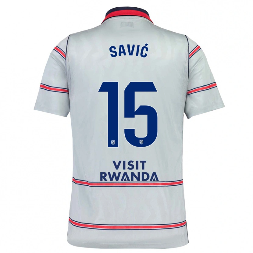 Danxen Hombre Camiseta Stefan Savic #15 Gris Rojo Azul Marino Equipación Tercera 2026/27 La Camisa México