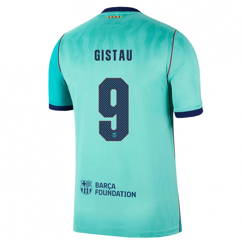 Danxen Hombre Camiseta Òscar Gistau #9 Aqua Turquesa Oscuro Azul Real Equipación Tercera 2026/27 La Camisa México