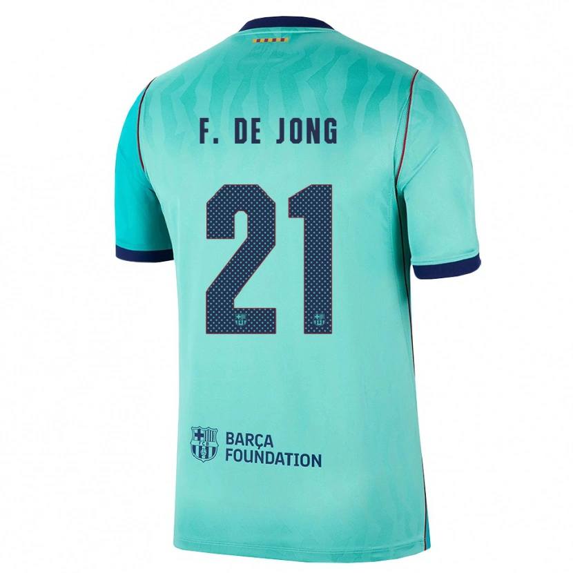 Danxen Hombre Camiseta Frenkie De Jong #21 Aqua Turquesa Oscuro Azul Real Equipación Tercera 2026/27 La Camisa México