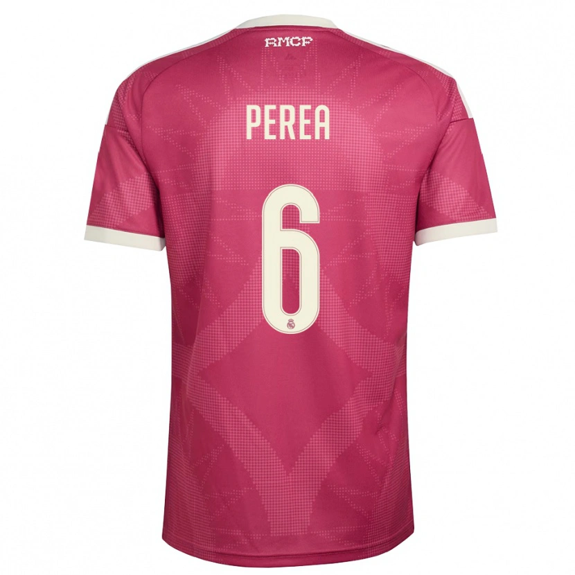 Danxen Hombre Camiseta Cristian Perea #6 Rojo Violeta Pálido Blanco Equipación Tercera 2026/27 La Camisa México