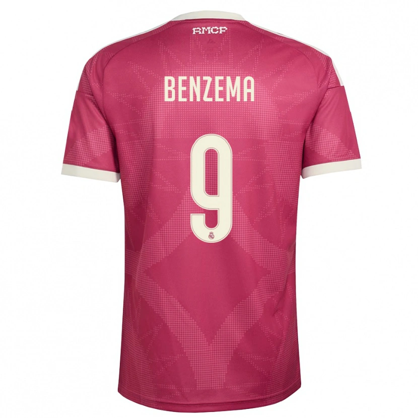 Danxen Hombre Camiseta Karim Benzema #9 Rojo Violeta Pálido Blanco Equipación Tercera 2026/27 La Camisa México