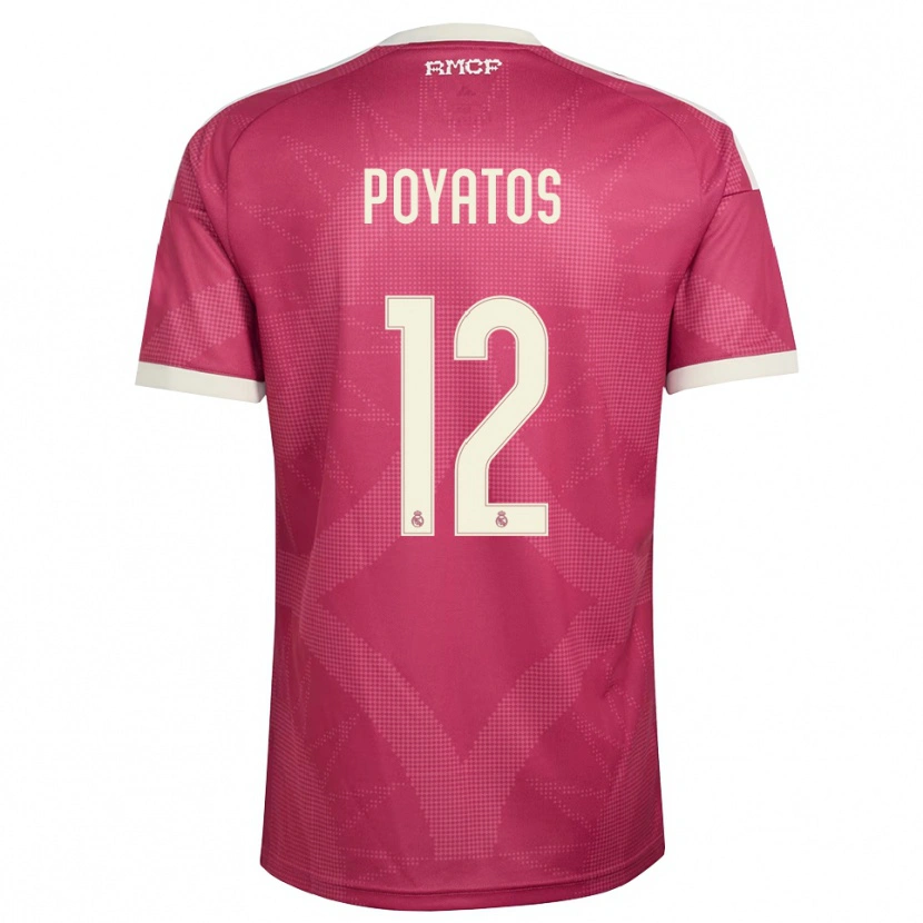 Danxen Hombre Camiseta Marco Poyatos #12 Rojo Violeta Pálido Blanco Equipación Tercera 2026/27 La Camisa México