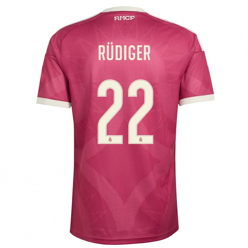 Danxen Hombre Camiseta Antonio Rüdiger #22 Rojo Violeta Pálido Blanco Equipación Tercera 2026/27 La Camisa México