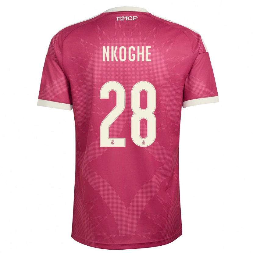 Danxen Hombre Camiseta Ariel Nkoghe #28 Rojo Violeta Pálido Blanco Equipación Tercera 2026/27 La Camisa México
