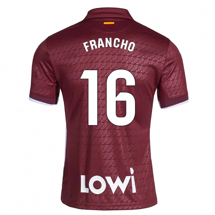 Danxen Hombre Camiseta Francho Serrano #16 Rojo Oscuro Blanco 2ª Equipación 2026/27 La Camisa México