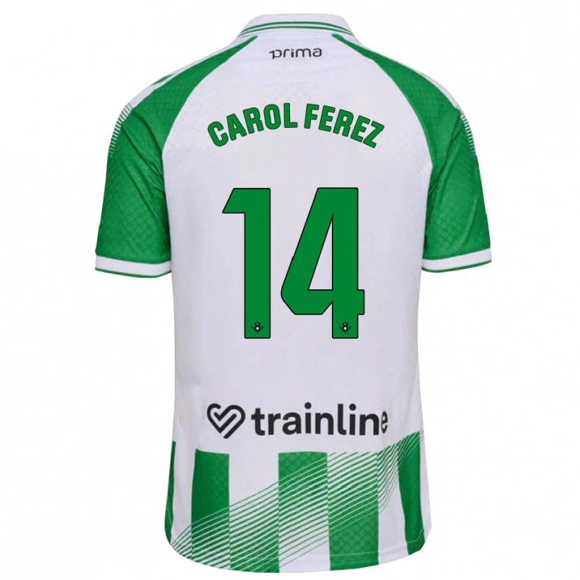 Danxen Mujer Camiseta Carolina Férez Méndez #14 Verde Claro Negro Blanco 1ª Equipación 2026/27 La Camisa México