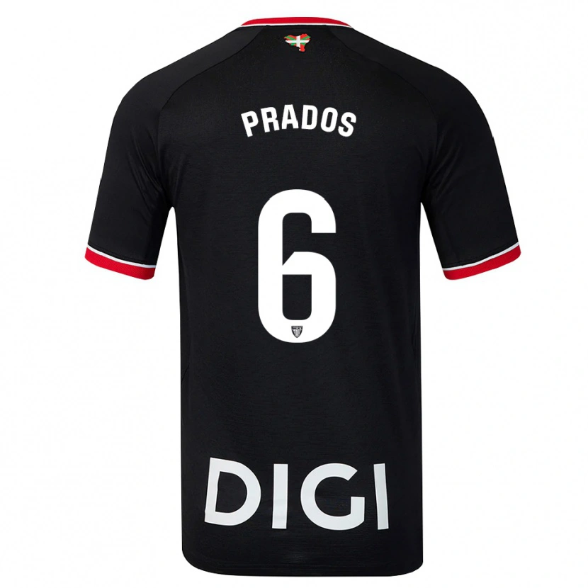 Danxen Mujer Camiseta Beñat Prados #6 Negro Blanco Rojo 2ª Equipación 2026/27 La Camisa México