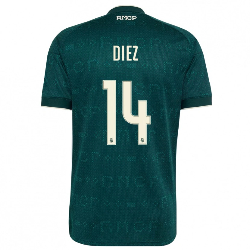 Danxen Mujer Camiseta Carlos Diez #14 Gris Pizarra Oscuro Blanco 2ª Equipación 2026/27 La Camisa México