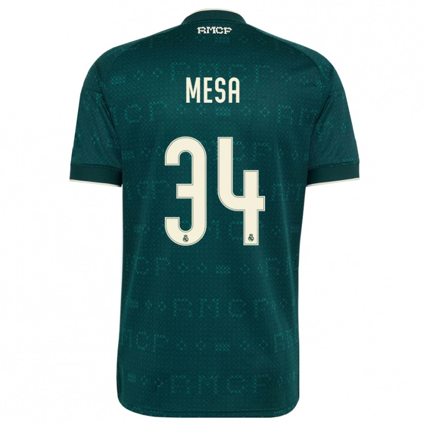 Danxen Mujer Camiseta Óscar Mesa #34 Gris Pizarra Oscuro Blanco 2ª Equipación 2026/27 La Camisa México