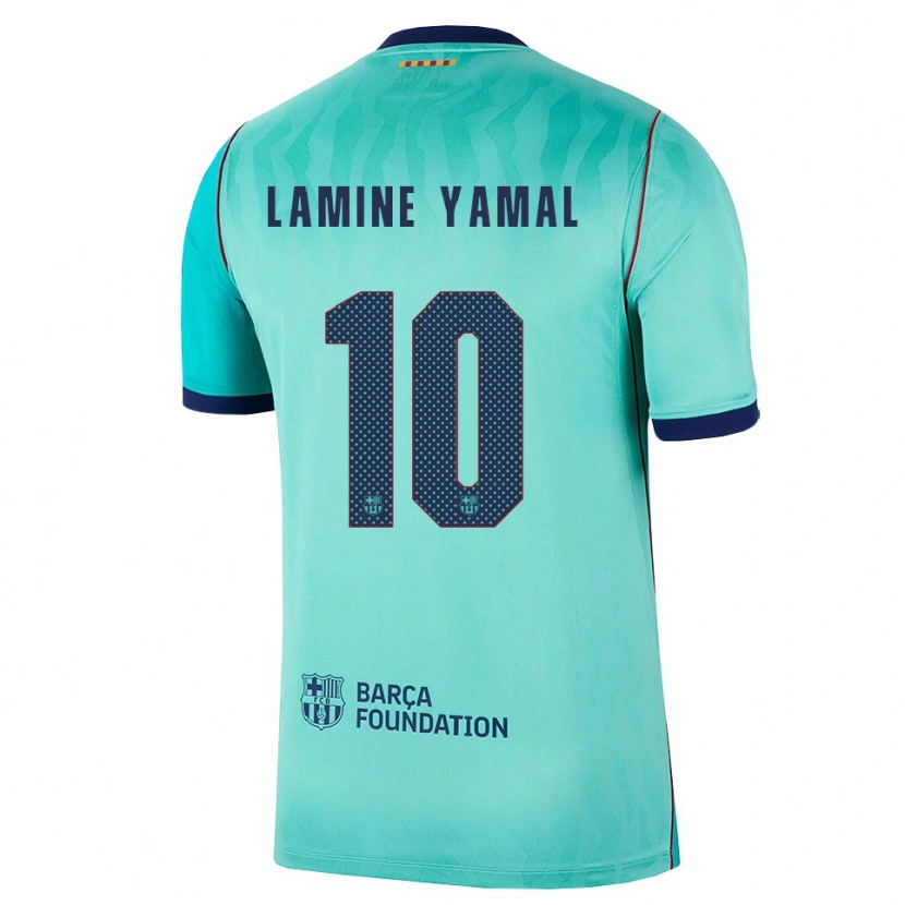 Danxen Mujer Camiseta Lamine Yamal #10 Aqua Turquesa Oscuro Azul Real Equipación Tercera 2026/27 La Camisa México