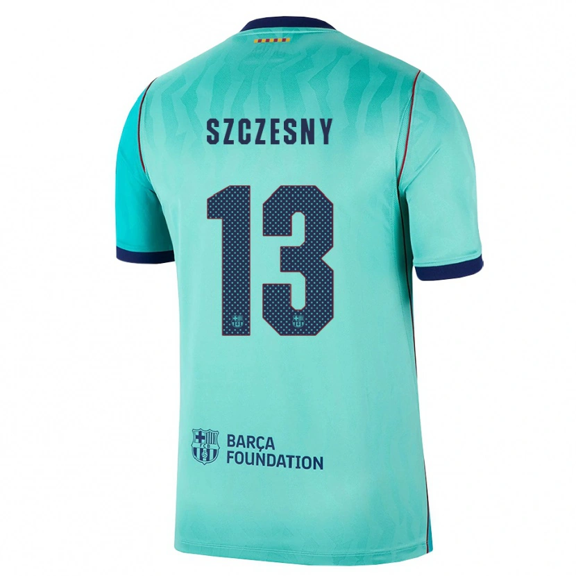 Danxen Mujer Camiseta Wojciech Szczesny #13 Aqua Turquesa Oscuro Azul Real Equipación Tercera 2026/27 La Camisa México