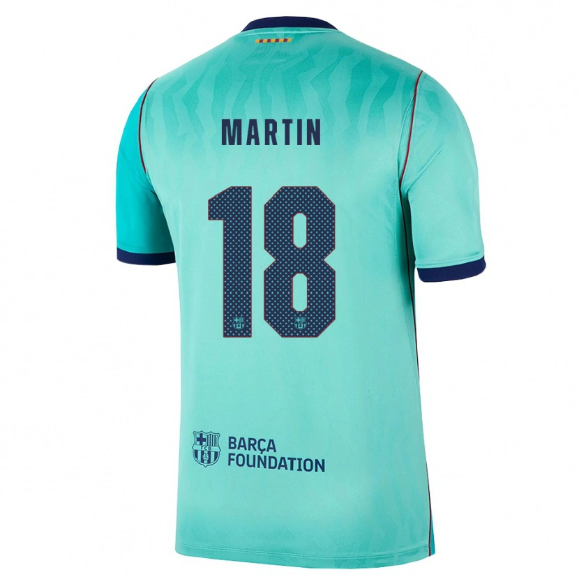 Danxen Mujer Camiseta Gerard Martín #18 Aqua Turquesa Oscuro Azul Real Equipación Tercera 2026/27 La Camisa México