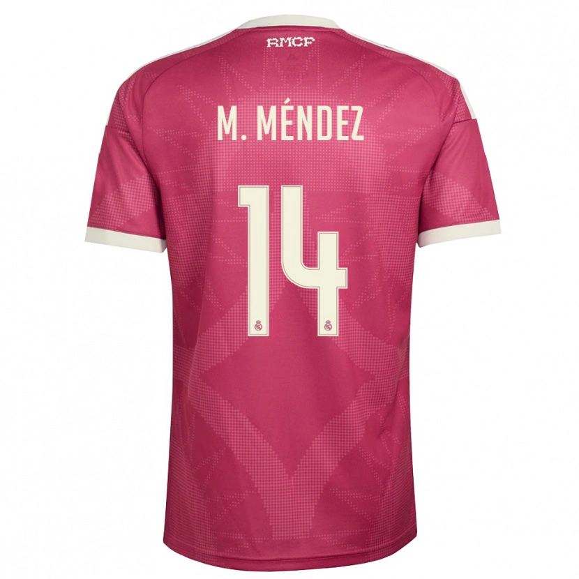 Danxen Mujer Camiseta María Méndez #14 Rojo Violeta Pálido Blanco Equipación Tercera 2026/27 La Camisa México