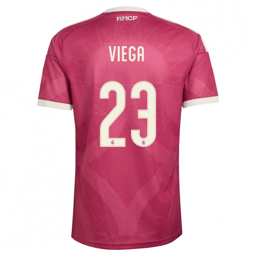 Danxen Mujer Camiseta Marcos Viega #23 Rojo Violeta Pálido Blanco Equipación Tercera 2026/27 La Camisa México
