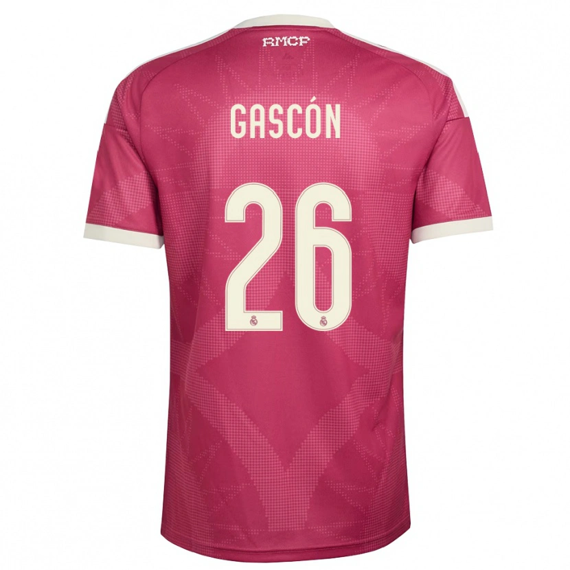 Danxen Mujer Camiseta Ignacio Gascón #26 Rojo Violeta Pálido Blanco Equipación Tercera 2026/27 La Camisa México