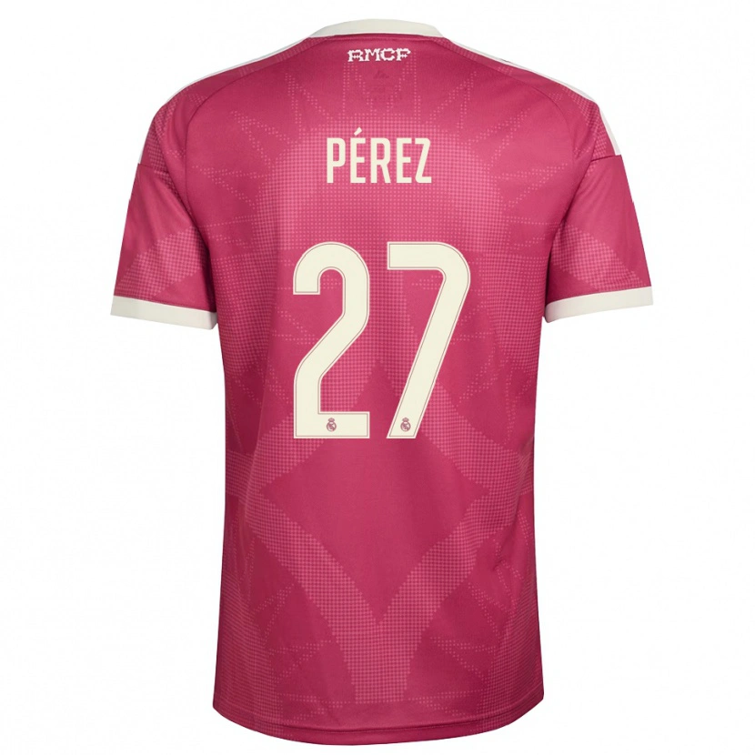 Danxen Mujer Camiseta Adrián Pérez #27 Rojo Violeta Pálido Blanco Equipación Tercera 2026/27 La Camisa México