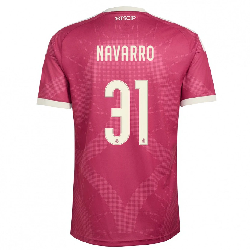 Danxen Mujer Camiseta Javi Navarro #31 Rojo Violeta Pálido Blanco Equipación Tercera 2026/27 La Camisa México