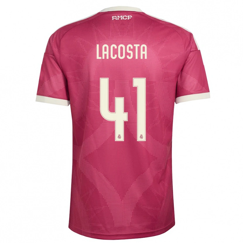 Danxen Mujer Camiseta Diego Lacosta #41 Rojo Violeta Pálido Blanco Equipación Tercera 2026/27 La Camisa México