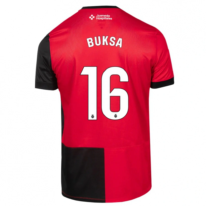 Danxen Mujer Camiseta Adam Buksa #16 Negro Rojo Blanco 1ª Equipación 2026/27 La Camisa México