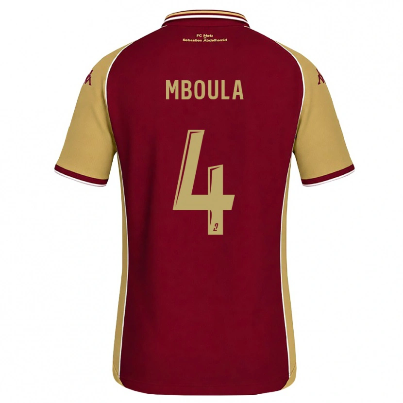 Danxen Niño Camiseta Michel Mboula #4 Dorado Rojo Oscuro 1ª Equipación 2026/27 La Camisa México