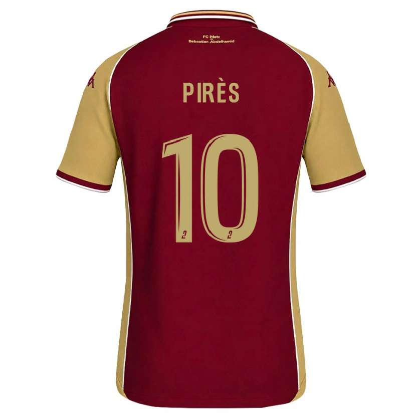 Danxen Niño Camiseta Théo Pirès #10 Dorado Rojo Oscuro 1ª Equipación 2026/27 La Camisa México