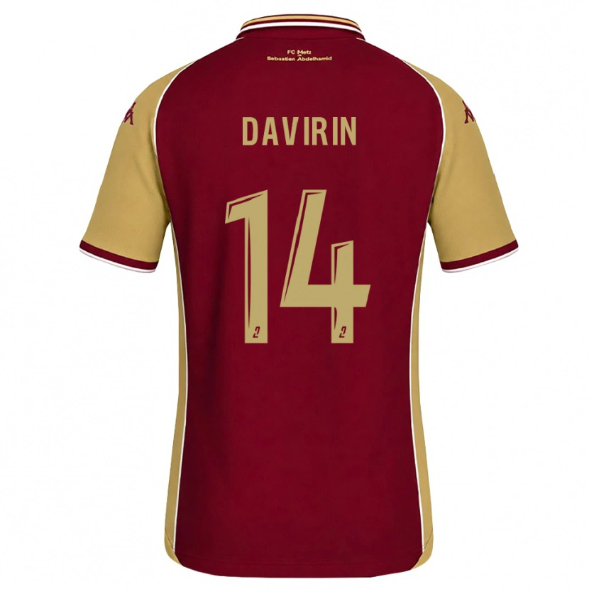 Danxen Niño Camiseta Pierre-Alexandre Davirin #14 Dorado Rojo Oscuro 1ª Equipación 2026/27 La Camisa México
