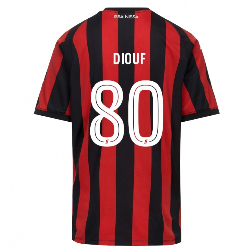 Danxen Niño Camiseta Yehvann Diouf #80 Rojo Negro Blanco 1ª Equipación 2026/27 La Camisa México