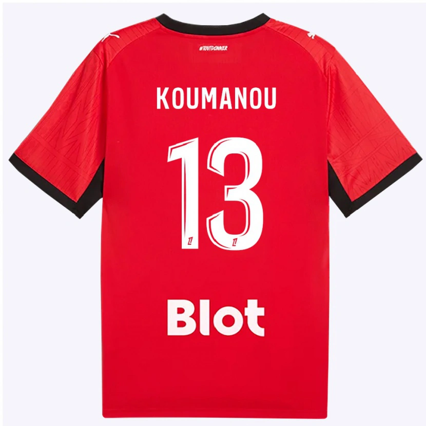 Danxen Niño Camiseta Noa Koumanou #13 Rojo Negro Blanco 1ª Equipación 2026/27 La Camisa México