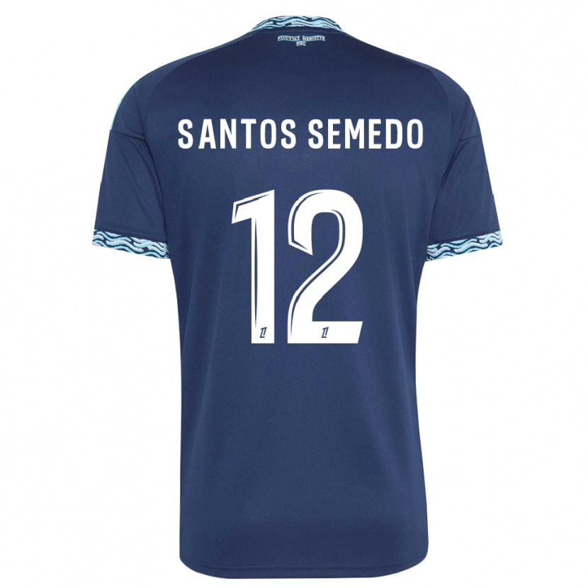 Danxen Niño Camiseta Ilyes Dos Santos Semedo #12 Azul Acero Blanco 1ª Equipación 2026/27 La Camisa México