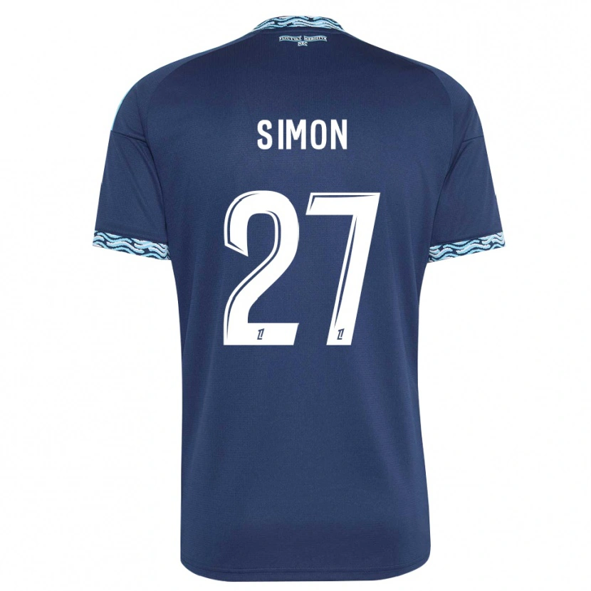 Danxen Niño Camiseta Moses Simon #27 Azul Acero Blanco 1ª Equipación 2026/27 La Camisa México