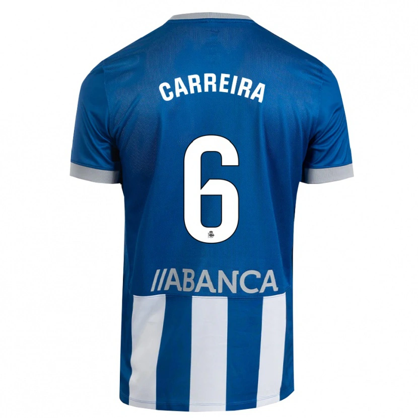 Danxen Niño Camiseta David Carreira #6 Azul Gris Blanco 1ª Equipación 2026/27 La Camisa México