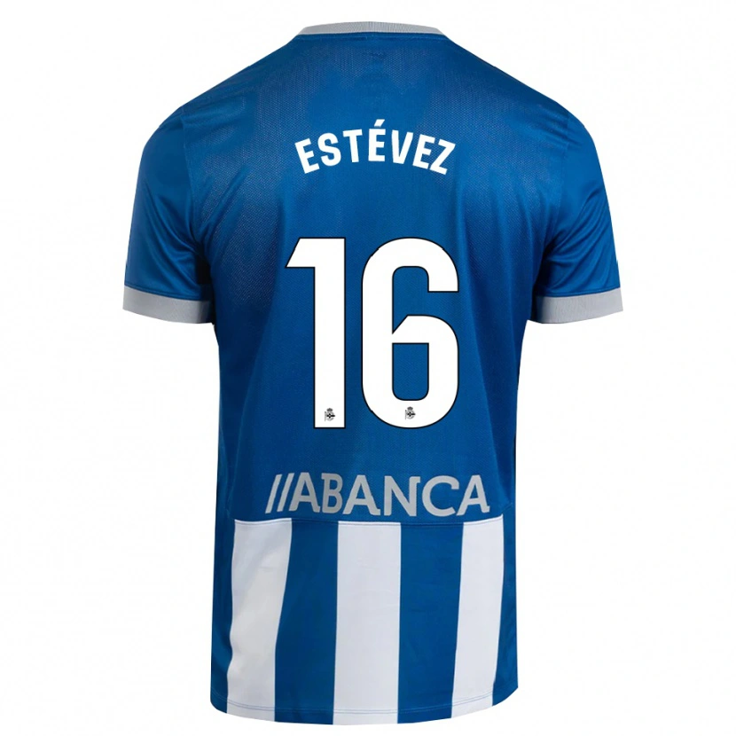 Danxen Niño Camiseta Dani Estévez #16 Azul Gris Blanco 1ª Equipación 2026/27 La Camisa México