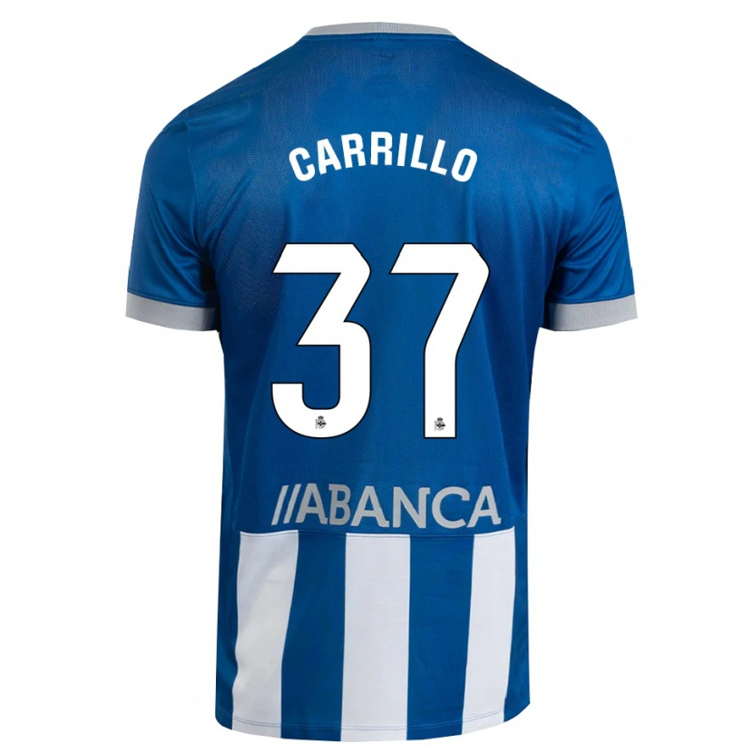 Danxen Niño Camiseta Noé Carrillo #37 Azul Gris Blanco 1ª Equipación 2026/27 La Camisa México
