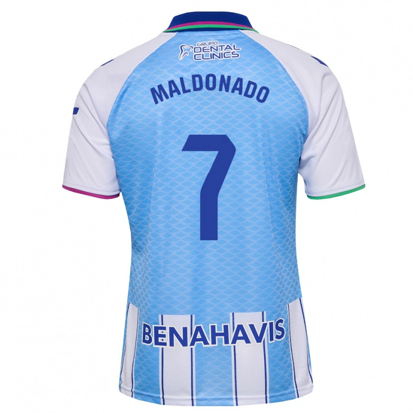 Danxen Niño Camiseta Fran Maldonado #7 Azul Cielo Profundo Blanco 1ª Equipación 2026/27 La Camisa México