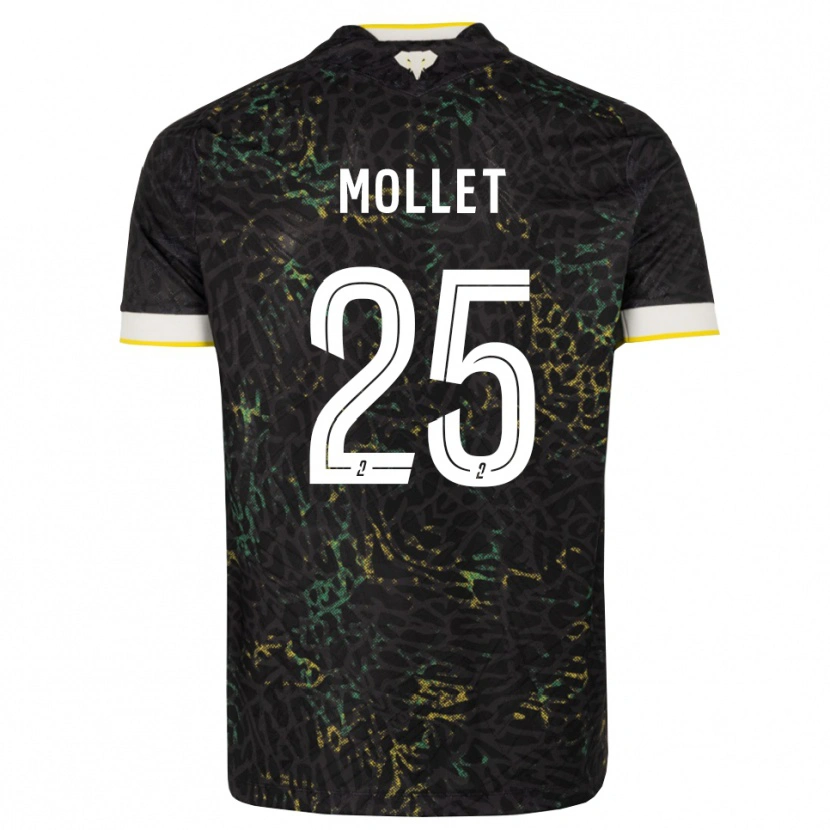 Danxen Niño Camiseta Florent Mollet #25 Negro Blanco Amarillo 2ª Equipación 2026/27 La Camisa México