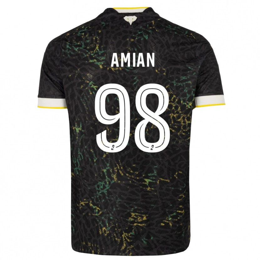 Danxen Niño Camiseta Kelvin Amian #98 Negro Blanco Amarillo 2ª Equipación 2026/27 La Camisa México