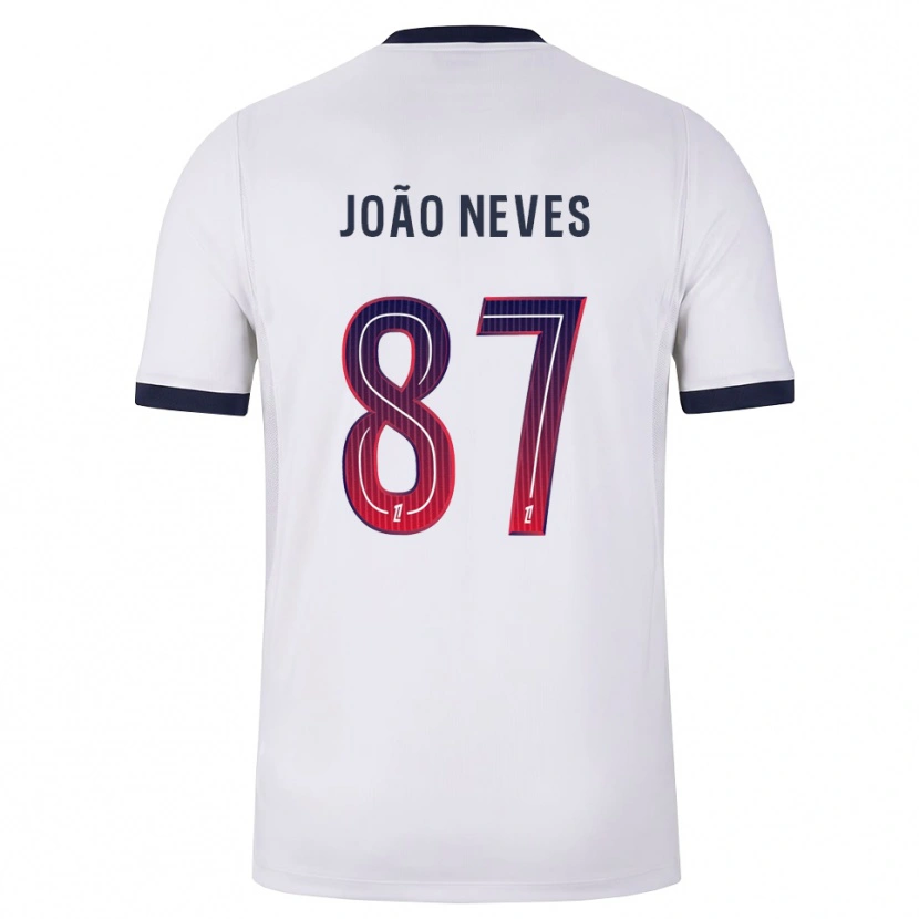 Danxen Niño Camiseta João Neves #87 Blanco Negro Rojo 2ª Equipación 2026/27 La Camisa México